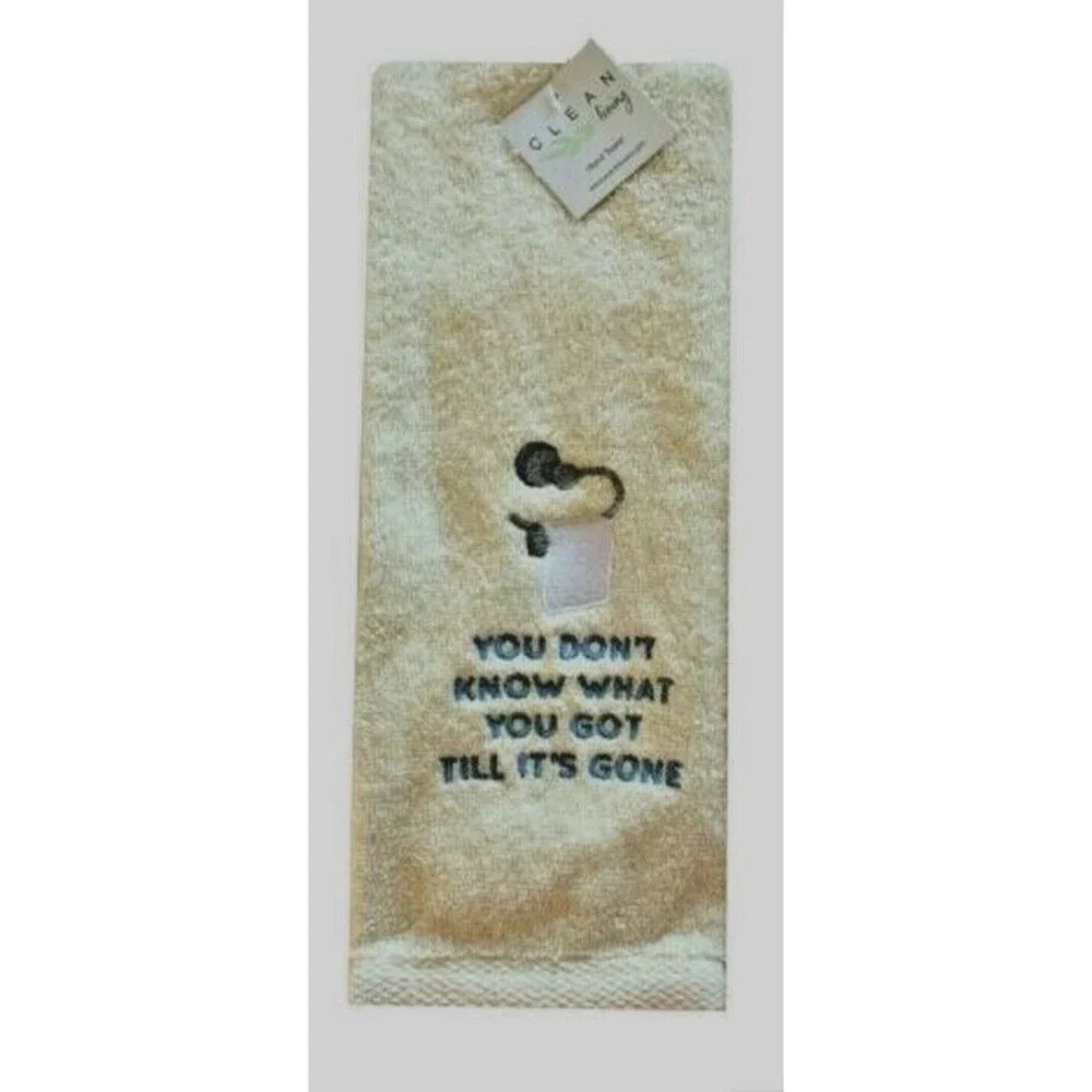 Avanti Ivory Guest Hand Towel Don't Know What You've Got Embroidered Cotton